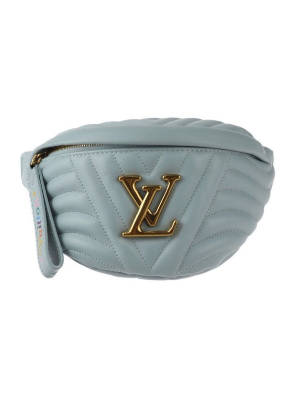 Louis Vuitton New Wave Bum Bag Smooth Calf Leather Light Blue Gold Quilted